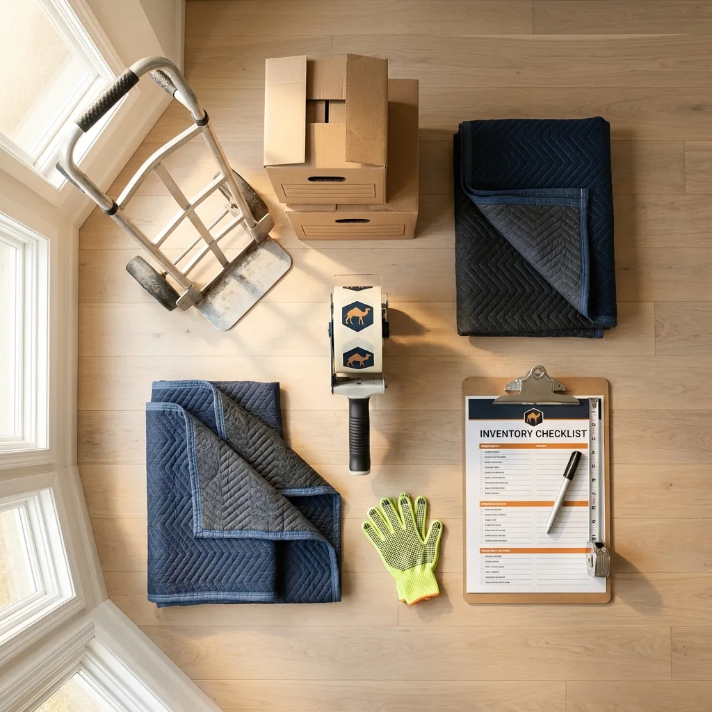Professional moving supplies and packing materials layout for Bridgeport residential relocations